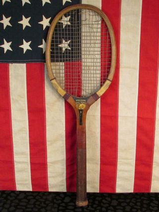Vintage 1900s Spalding Wood Tennis Racquet 