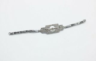 Vintage antique art deco rhinestone paste bracelet expandable spring design 30s 2