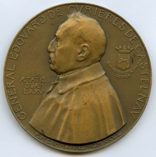 France WWI General Castelnau 1926 Bronze Art Deco Medal by Dammann 68mm 140gr 2