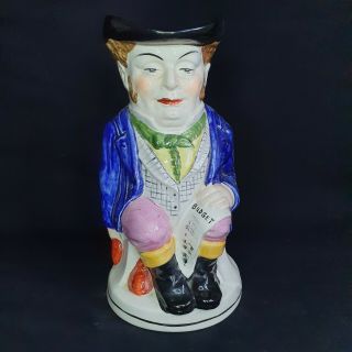 Large Antique John Bull Character Toby Jug C19th Century Chancellor With Budget