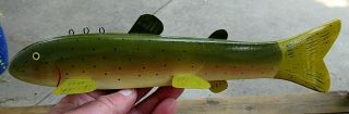 Vintage 2001 Unfished Large 11 " Lawrence Bethel Wood Tail Trout Fish Decoy