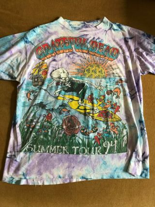 Grateful Dead Vintage Summer Tour 1994 Tie Dye T - Shirt Surfer Jerry Pirate Ship