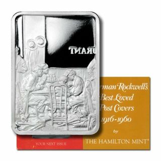 Hamilton Norman Rockwell Best Loved Post Covers 1976 Saying Grace 1 Oz Silv