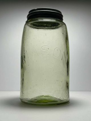 Antique Citron Mason 1 Quart Canning Jar