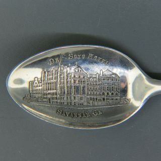 Desoto Hotel Savannah Georgia Sterling Souvenir Spoon 1890 
