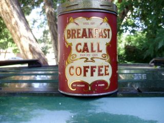 Antique Breakfast Call 1 Lb Coffee Tin Denver Colorado Raisins