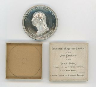 1789 - 1889 George Washington Centennial Inauguration Medal Douglas 52a,  2 1/16 "