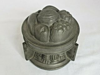 Antique Heavy Pewter Basket Of Fruit Fold Out Ice Cream Mold