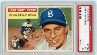 1956 Topps 260 Pee Wee Reese Psa 5 Ex Dodgers
