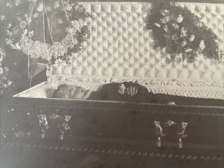 Antique Post Mortem Photo Man In Coffin Funeral Death Postmortem 9 X 12