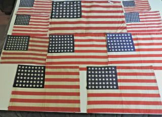 10 Small Antique 48 Star American Patriotic Flags 4th Of July Various Sizes
