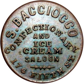 1863 Cincinnati Ohio Civil War Token S Bacciocco Ice Cream Saloon R5