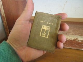 Old My Dog Leather Book Miniature Pet Story Poems Antique Shepherd Friend Farm,
