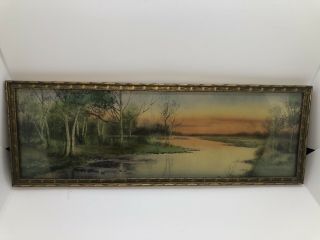 Antique Painting Print With Gold Frame 15x5.  5 "