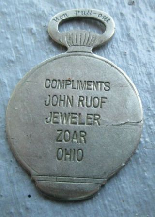 Rare Zoar Ohio John Ruof Jeweler Boss Keystone Watch Case Opener.  Ex.  Rare Town