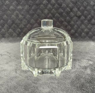 Rare Antique Vintage Moser Style Faceted Crystal Glass Footed Trinket Box