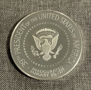 1977 Jimmy Carter Official Presidential Inaugural Medal.  999 Fine Silver 7.  01oz. 4