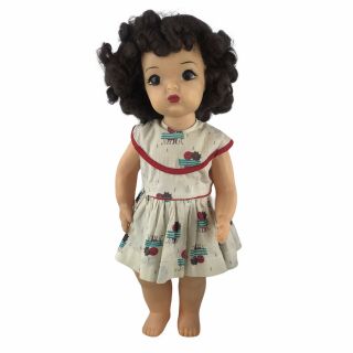 Vintage 1950s Terri Lee 16” Doll Brunette Hair Brown Eyes Hard Plastic Dressed