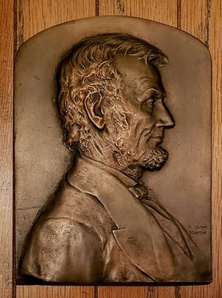 C.  Luini Bronze Plaque Of Abraham Lincoln.  Similar To Victor D.  Brenner Design.