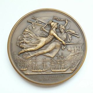 1854 France Napoleon Iii,  Battle Bomarsund - Huge Bronze Medal By Caque,  2700