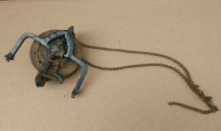 B&h Antique Hanging Oil Lamp Spring Loaded Chain Pulley
