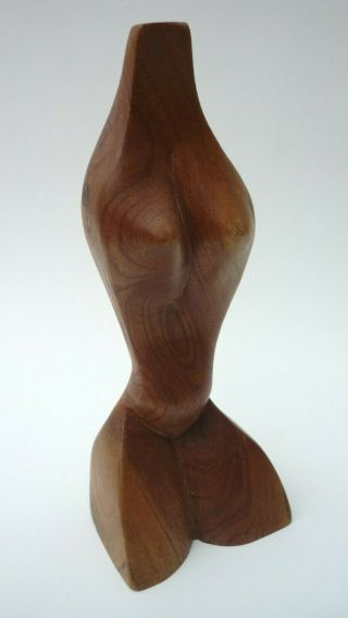 Vintage Signed Jari Hand Carved Wood Cubist Abstract Female Torso Sculpture