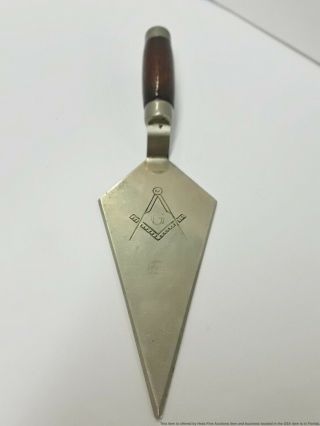 Mini Vintage Antique 4.  25 Inch Masonic Trowel Compass Wood Handle 12.  3g