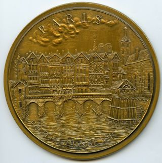 France Paris Pont Au Change Xii Bronze Art Medal By Boyer 94mm 332g
