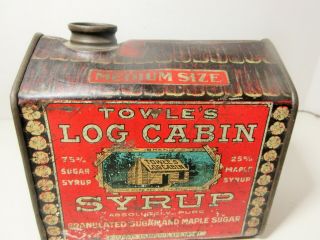 Antique 1914 Towle ' s Log Cabin Syrup Tin 2