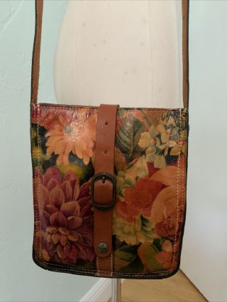 Patricia Nash Antique Rose " Venezia " Glazed Italian Leather Crossbody Purse Bag