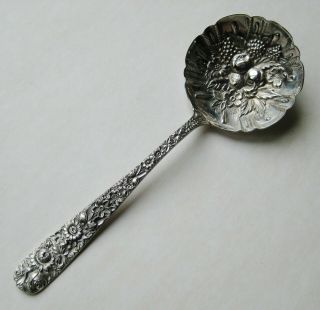 Vintage Kirk Stieff Sterling Silver Repousse 7.  5 " Berry Casserole Serving Spoon