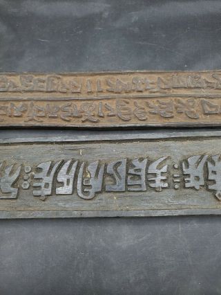 Antique Tibetan Buddhist Script Wooden Printing Blocks Hand - Carved Wood 3
