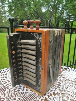 Art Deco Antique M Hohner Accordion Best Made Germany For Restoration / Display