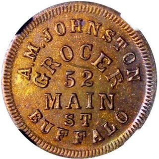 1863 Buffalo York Civil War Token A M Johnston R8 Brass Ngc