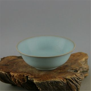 Chinese Song Ru Kiln Porcelain Celadon Glaze Bowl 5.  43 Inch