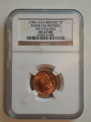 (1961) Csa Confederate Bronze Cent Bashlow Restrike - Ngc Ms 67 Rd -,