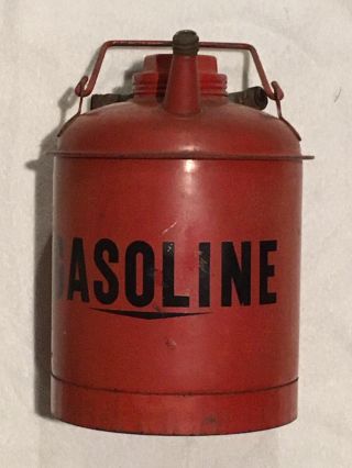 Antique Vintage Red Metal Gas Can W/ Spout 12 " X 6.  5 " Great Display Piece