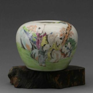 Collect Chinese Jingdezhen Porcelain Famille - Rose Figure Painting Water Bowl Jar