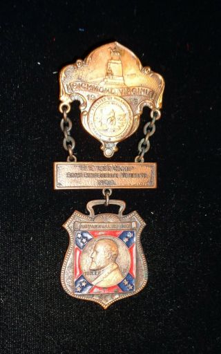 1915 Scv 20th Reunion 3 Part Medal Bust Of R.  E.  Lee & Monument