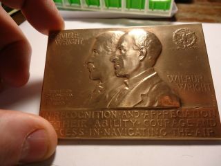 Orville & Wilbur Wright Brothers 81 X 56mm Bronze Us Medal Plaque Angel
