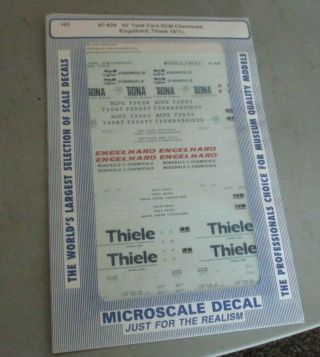 Micro Scale Ho Decal 87 - 828 42ft Tank Cars Scm Chemicals Engelhard Thiele 1975,