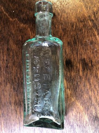 Green Antique Apothecary Bottle Rogers Vegetable Worm Syrup Cincinnati