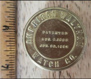 Rare Antique American Waltham Watch Co.  Embossed Brass Case Pat 