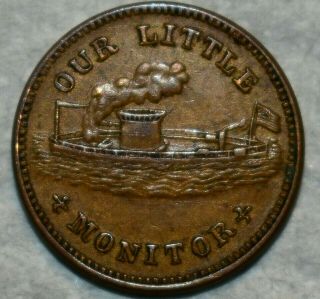 About Uncirculated Our Little Monitor/1863 Anchor Civil War Token,  F - 239/422a