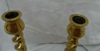 Antique solid brass barley twist candlestick holders 2
