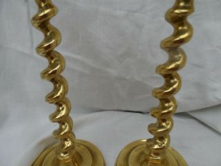 Antique solid brass barley twist candlestick holders 3