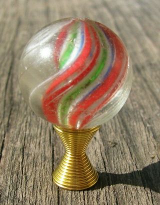 Antique German Handmade Ribbon Core Swirl,  13/16 ",  Bright Colors,  Caged/nr