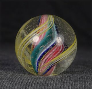 15/16 " Antique German Handmade Ridged Divided Core Swirl Marble