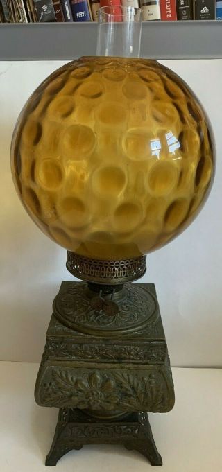Antique B & H Mfg Co Banquet Lamp Oil Kerosene 1890 