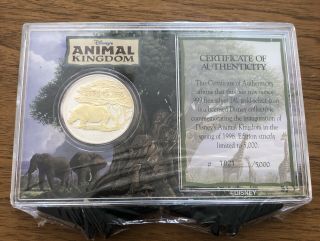Disney Animal Kingdom Opening Silver Gold Coin 1998 Uncirculated Vintage